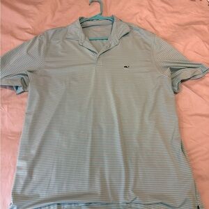 Vineyard Vines Men's Polo in Light Blue and White Stripes